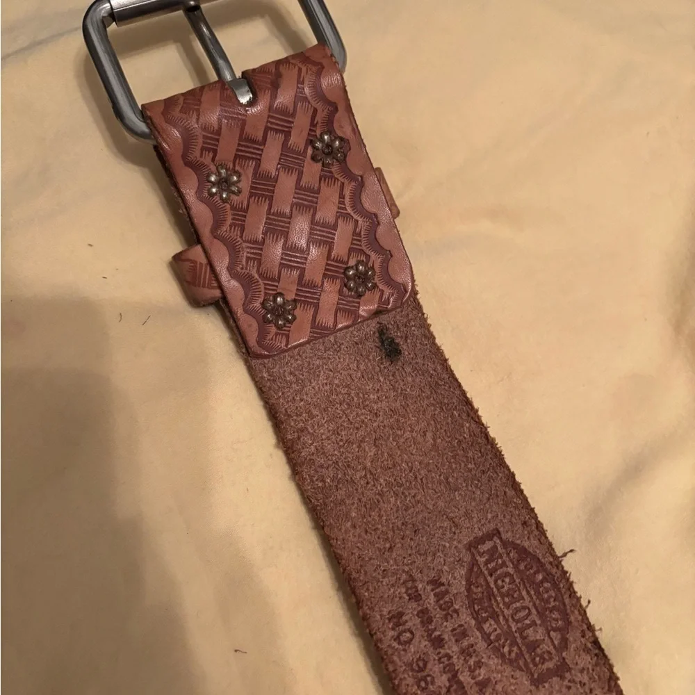 Vintage Nicholas basket weave cowhide belt